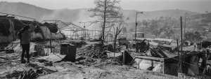 13 September 2020 – The remains of the Moria refugee camp on Lesbos, Greece, a few days after it was destroyed by fire.