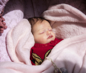 3 July 2020 – A reborn doll lies wrapped in a blanket, in Karpacz, Poland. The dolls are so lifelike that many people mistake them for real babies.