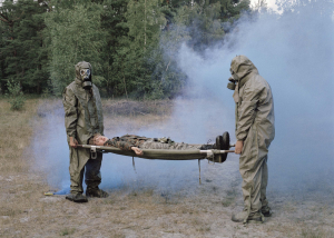 7 August 2020 – Piotr, Jurek and Tomek participate in an exercise simulating an air pollution emergency, at a summer military camp in Mrzeżyno, Poland.